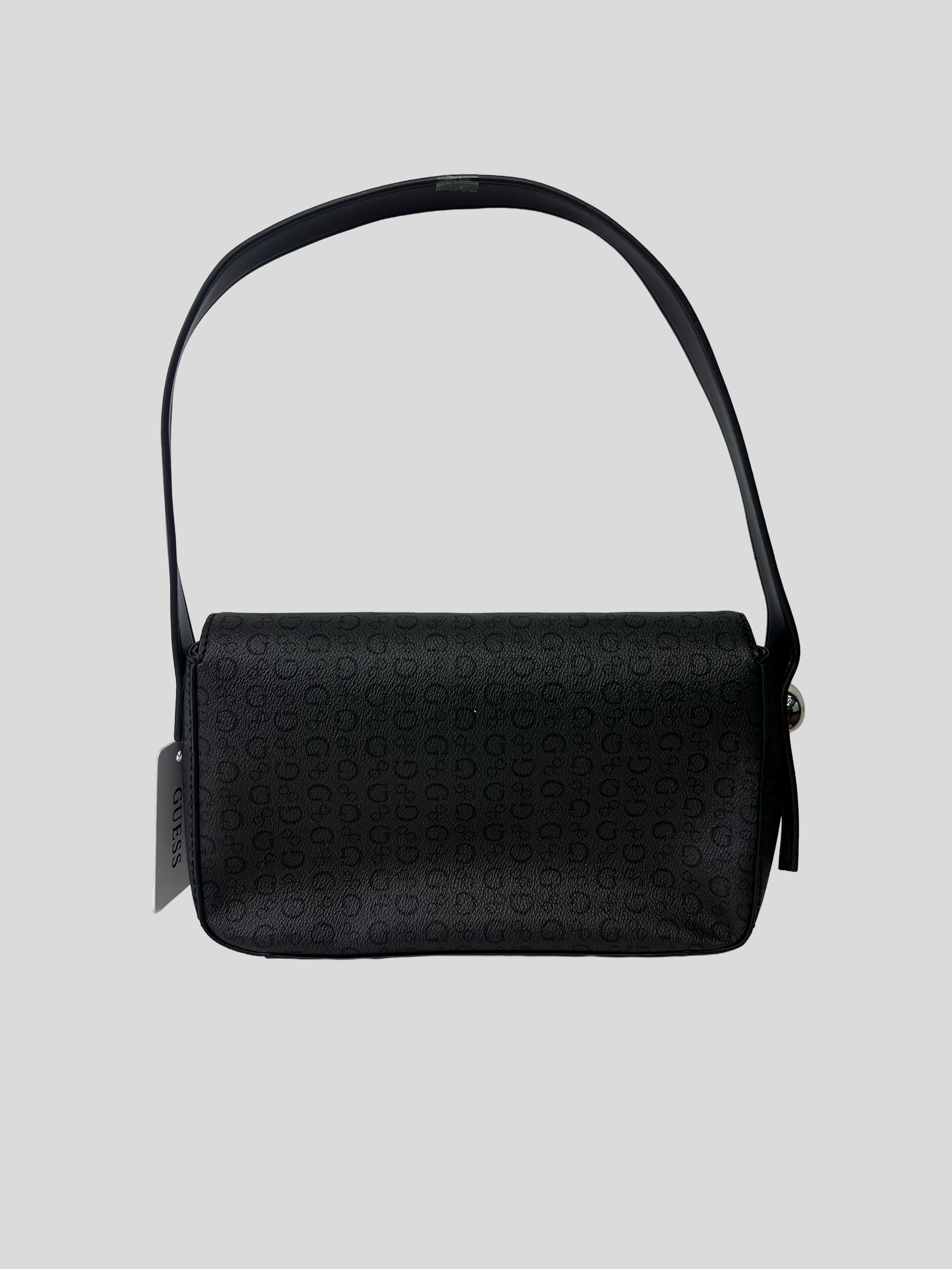 Cartera shoulder Guess monograma box logo front metallic  ‘Negra/Grafito’