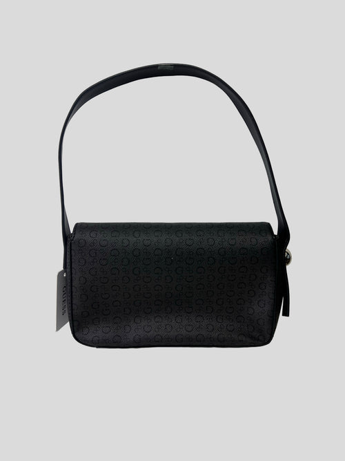 Cartera shoulder Guess monograma box logo front metallic  ‘Negra/Grafito’