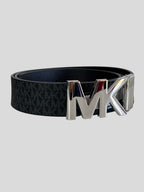 Cinturón Michael Kors hebilla MK Reversible Plateada ‘Monograma/Negro’
