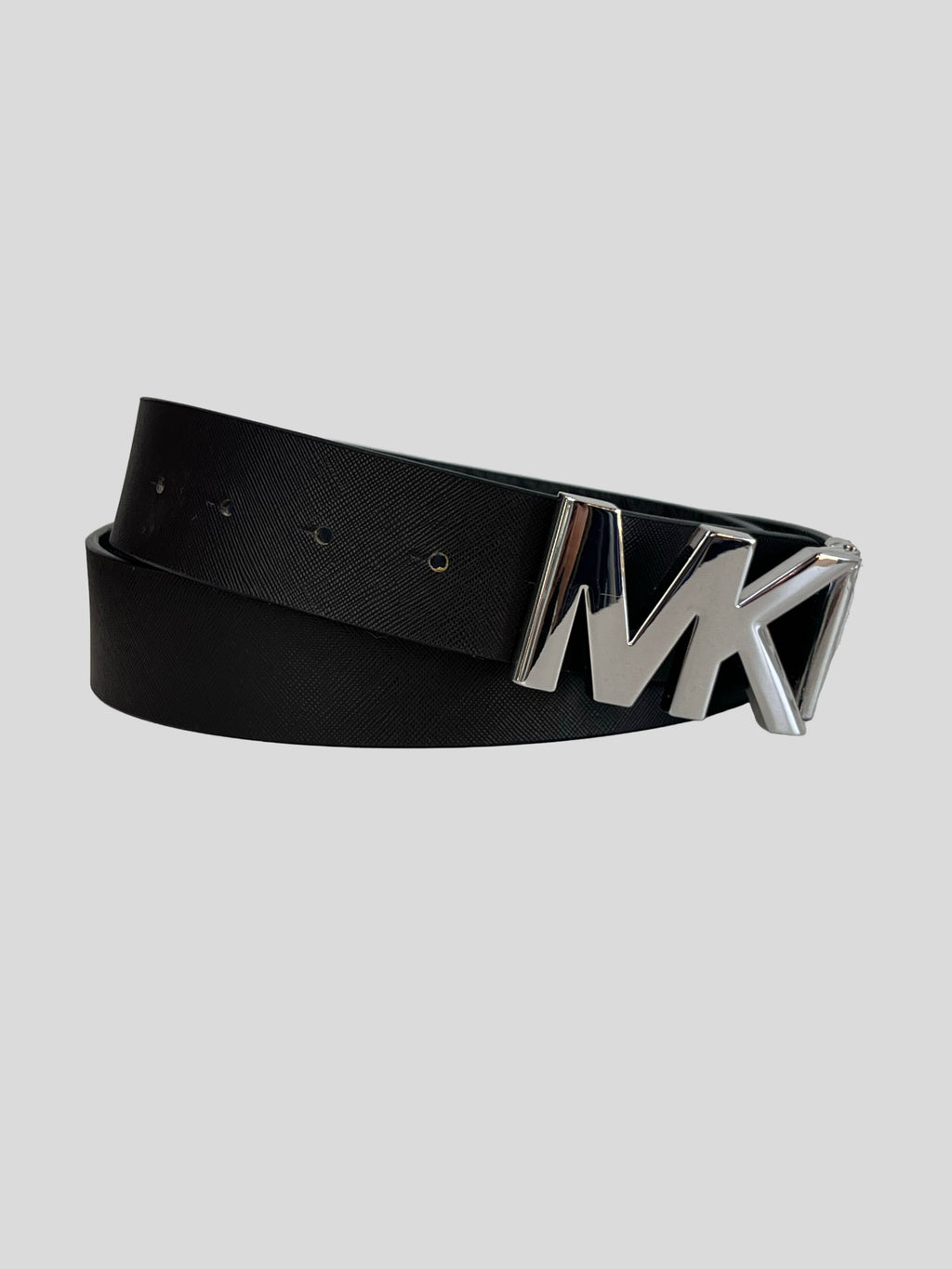 Cinturón Michael Kors hebilla MK Reversible Plateada ‘Monograma/Negro’