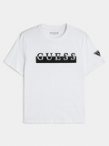 Polera Guess medioBox Logo estampado negro textura ‘Blanca’