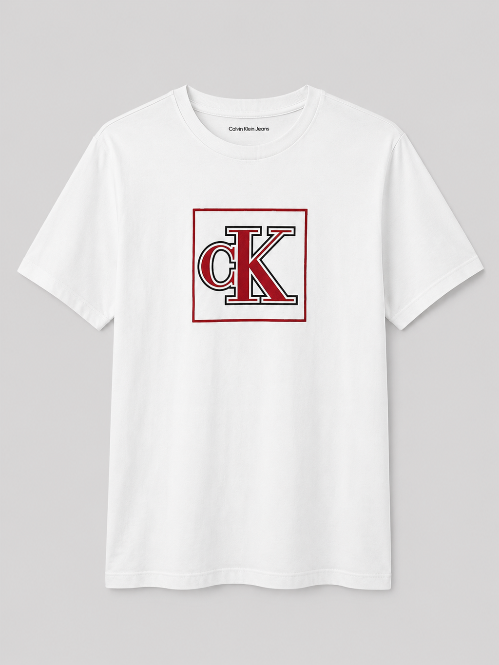 Polera Calvin Klein C/logo rojo cK rubber ‘Blanca’