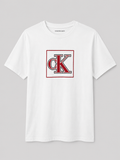 Polera Calvin Klein C/logo rojo cK rubber ‘Blanca’