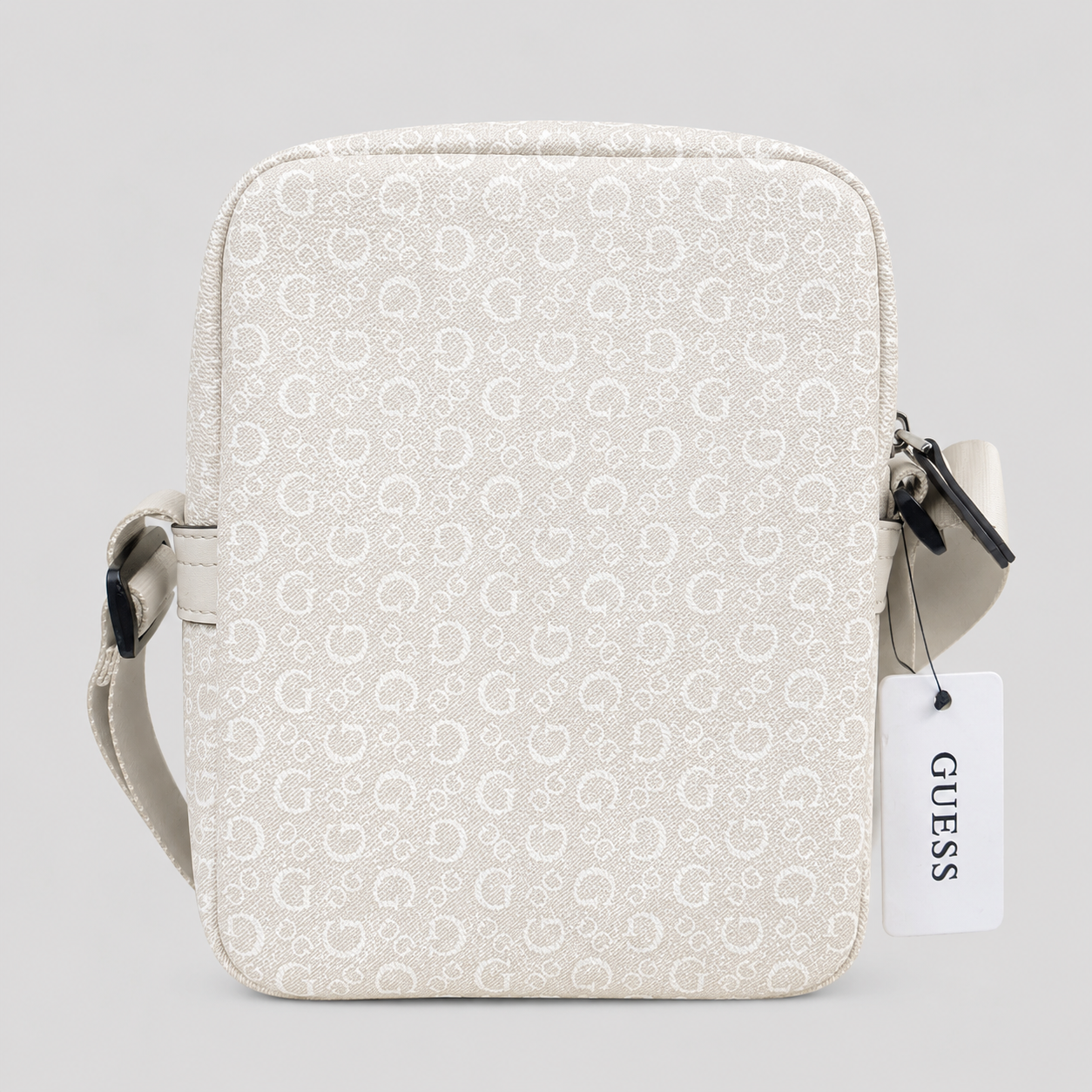 Bolso Crossbody Guess monograma G Logo Triangular Ecocuero  ‘ Beige claro’
