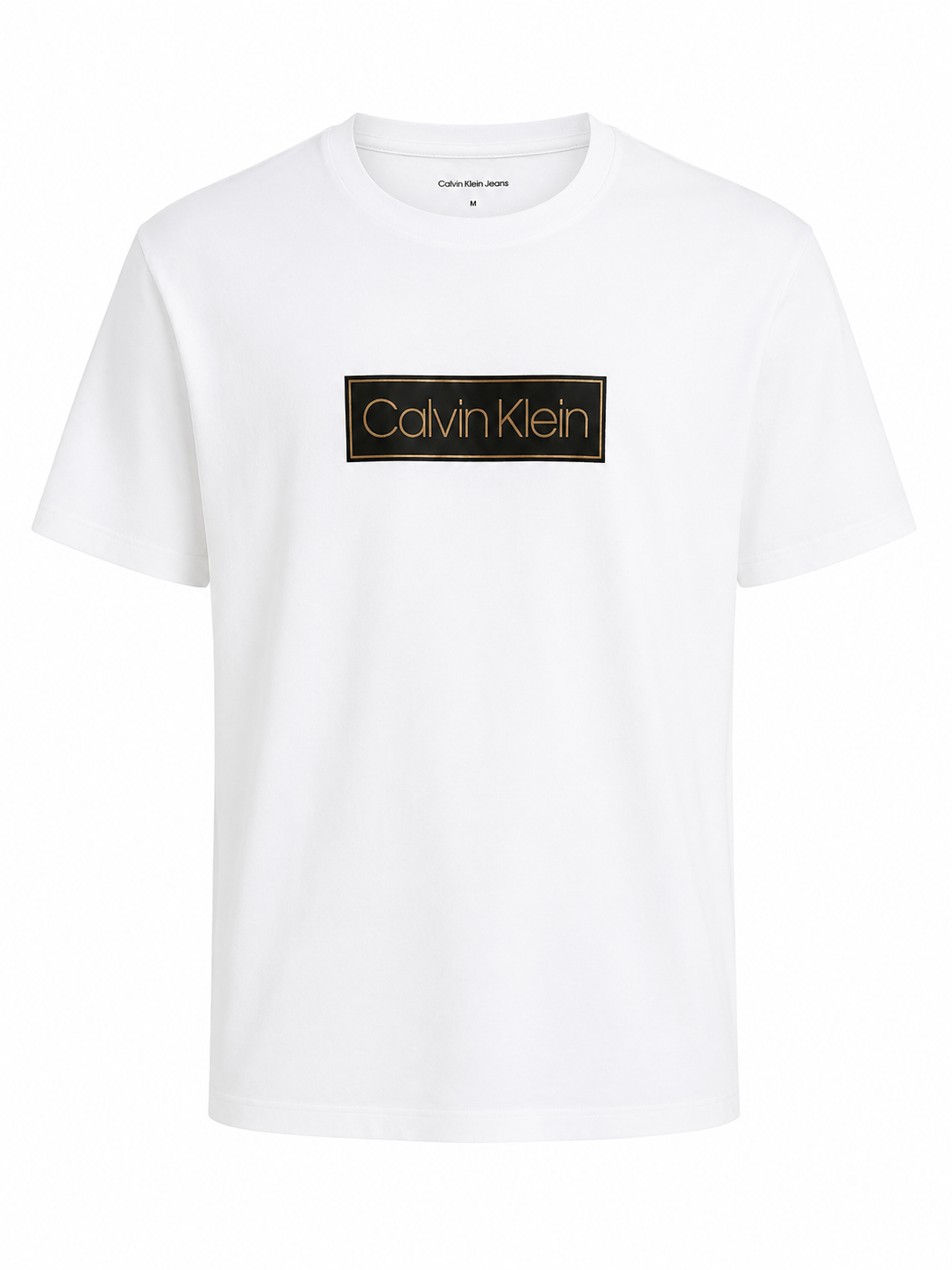 Polera Calvin Klein box logo Negro dorado ‘Blanca’