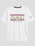 Polera Guess Logo relieve dorado line roja/negra ‘Blanca’