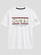 Polera Guess Logo relieve dorado line roja/negra ‘Blanca’