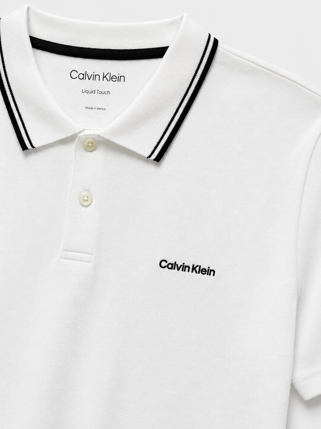 Polera Polo Calvin Klein logo bordado linea cuello  ‘Blanca’