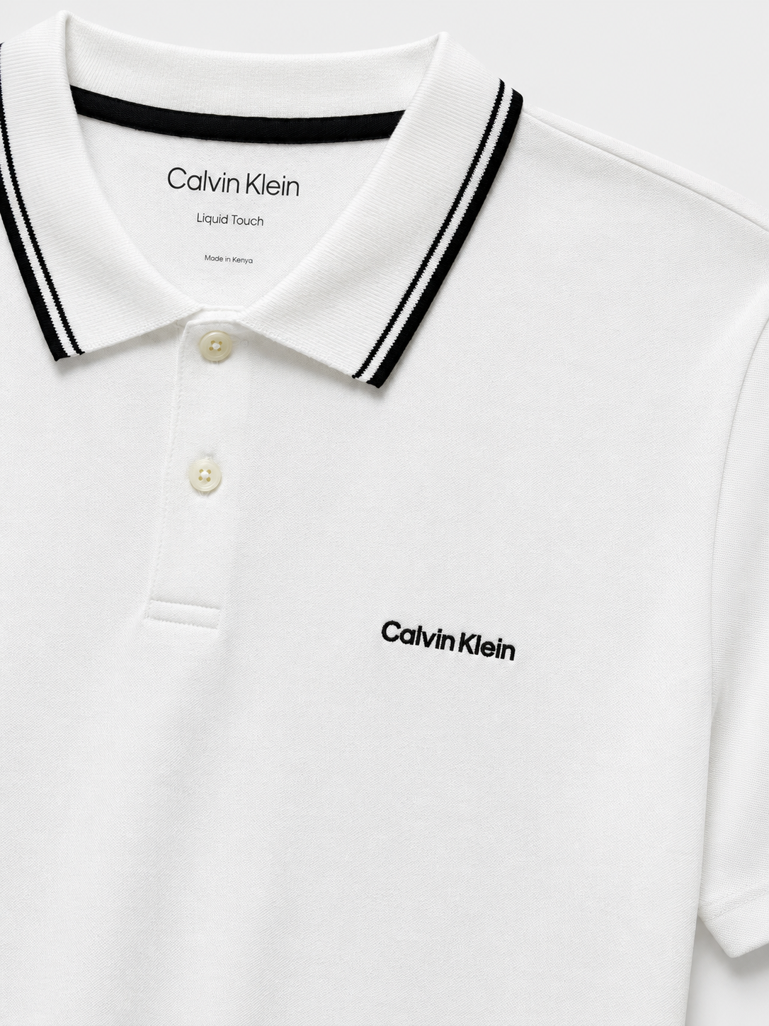 Polera Polo Calvin Klein logo bordado linea cuello  ‘Blanca’