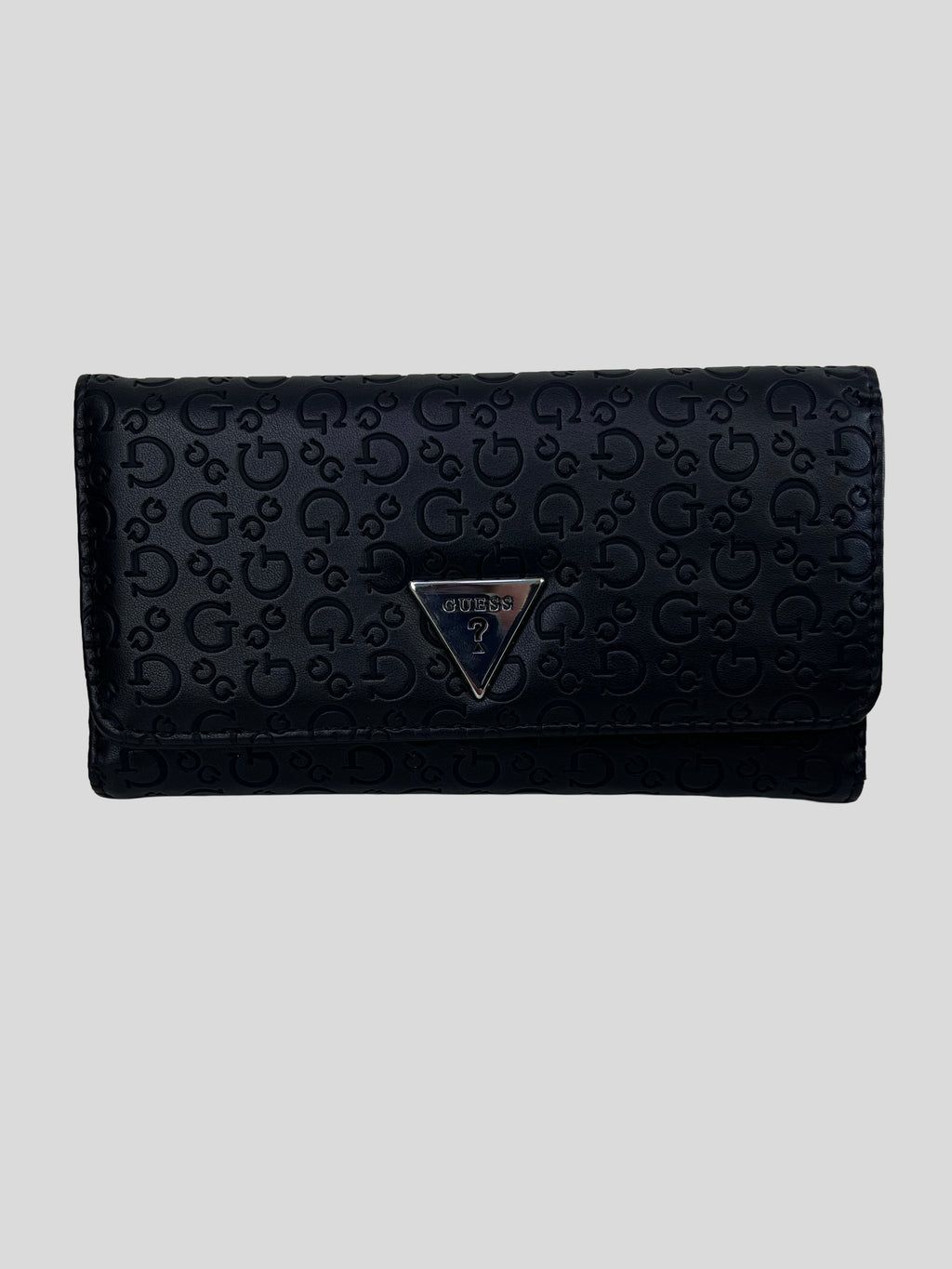 Porta documentos Guess Monograma Logo Metálico plateado Triangl ‘Negra’