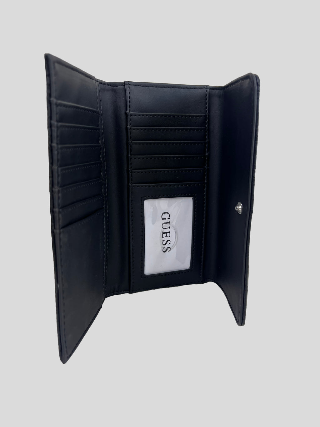 Porta documentos Guess Monograma Logo Metálico plateado Triangl ‘Negra’