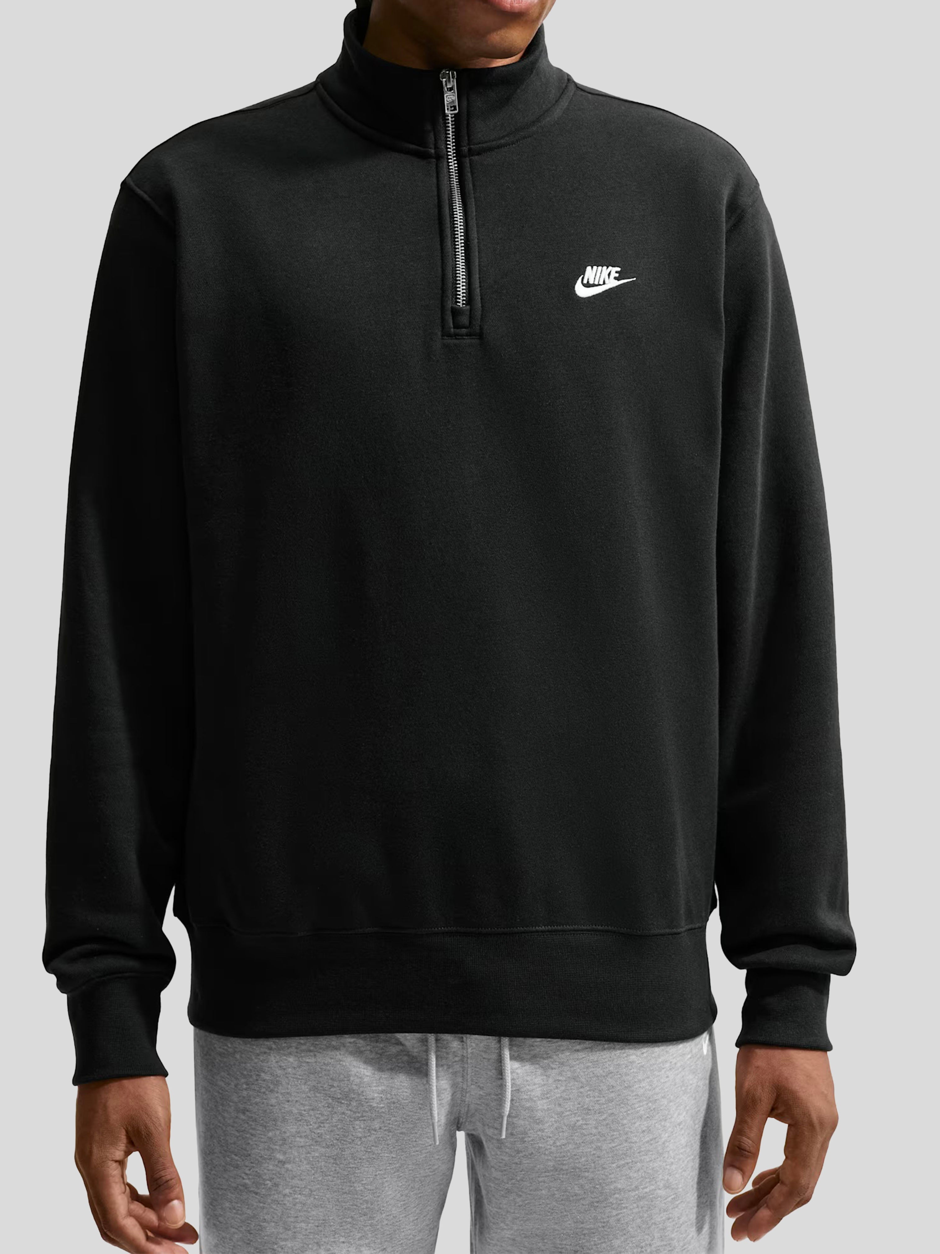 Poleron Nike Sportswear Club c/medio cierre ‘Negro'