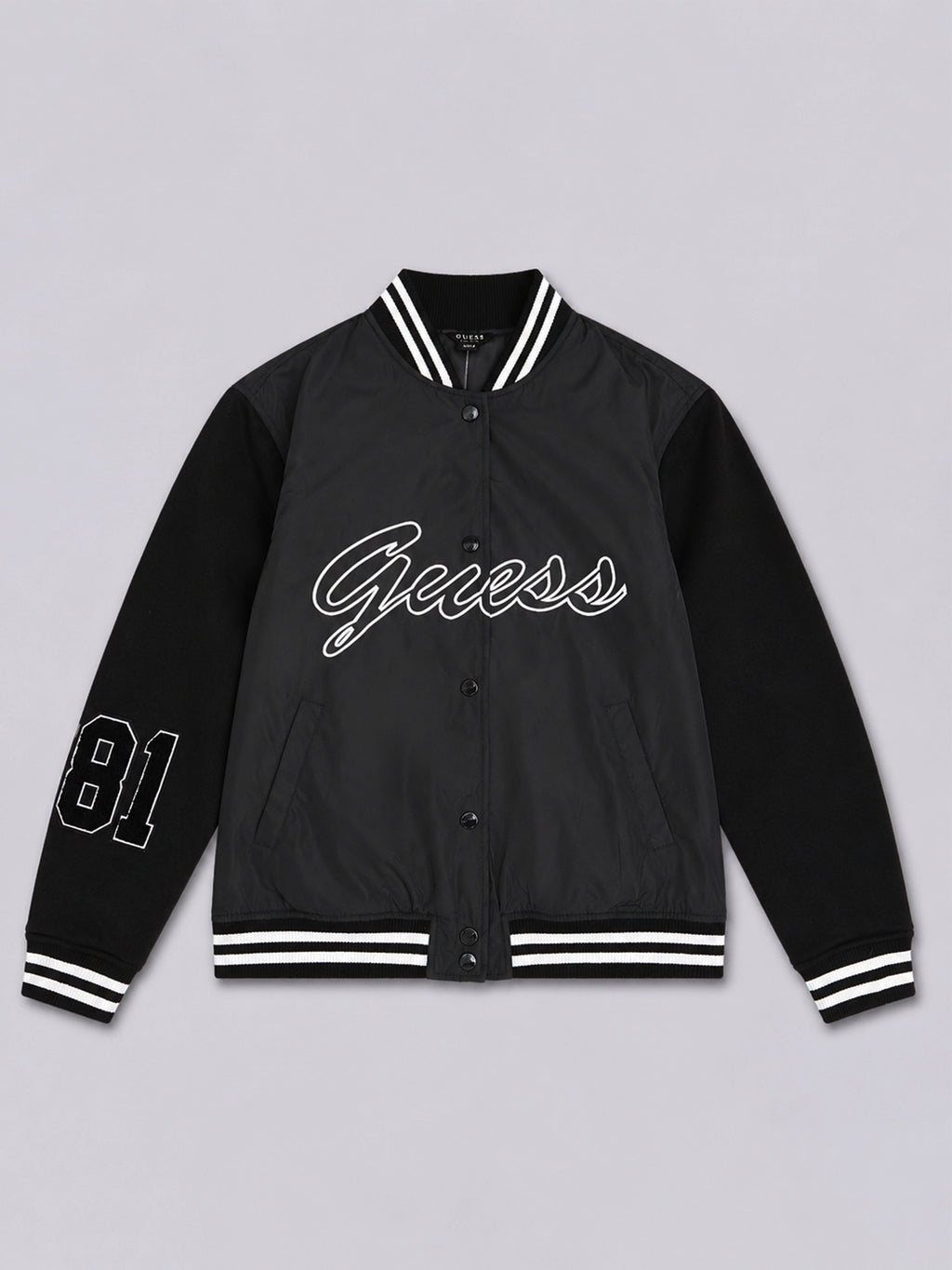 Chaqueta Varsity Guess Log bordado Patch ’Negra’