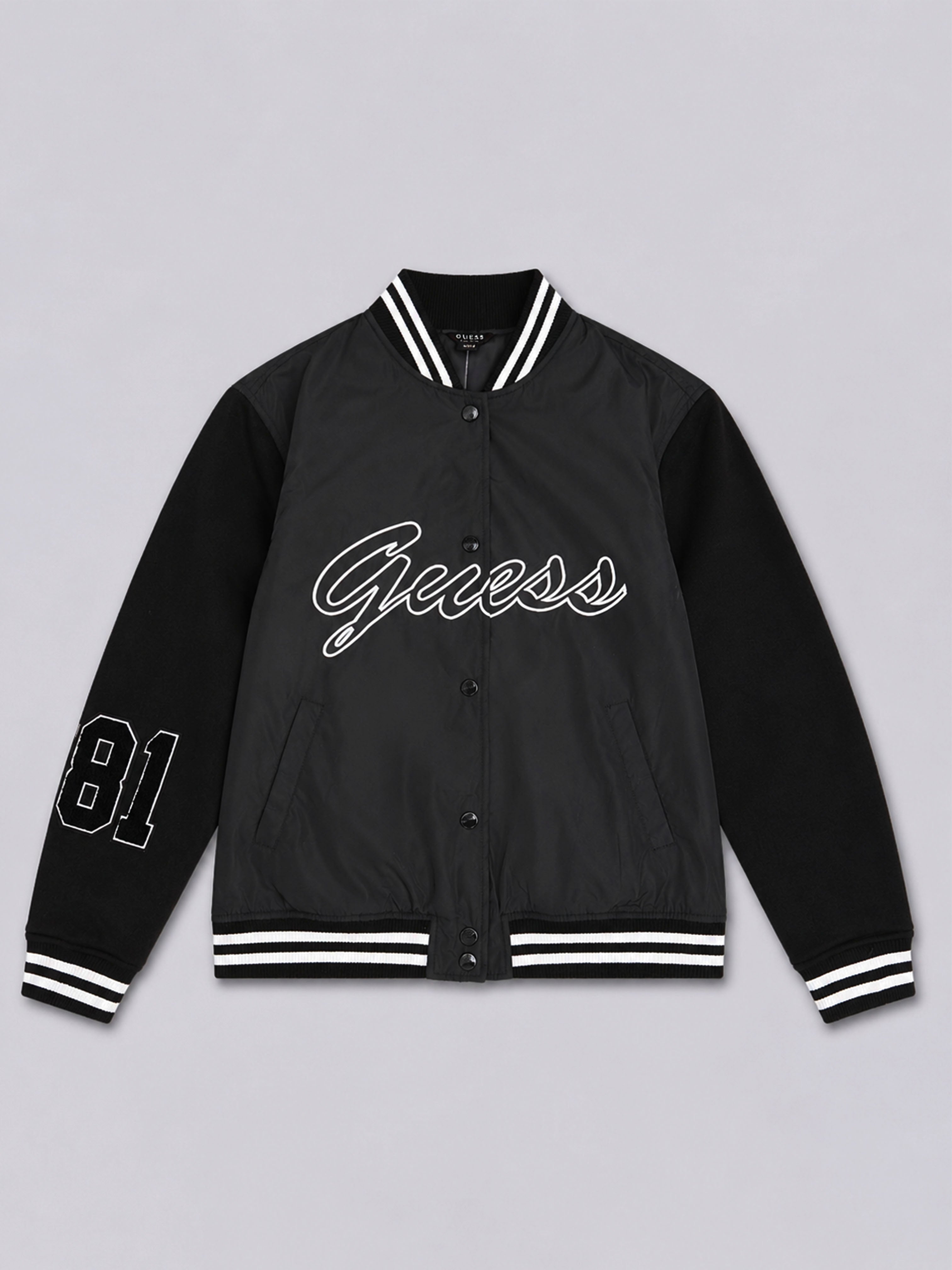 Chaqueta Varsity Guess Log bordado Patch ’Negra’