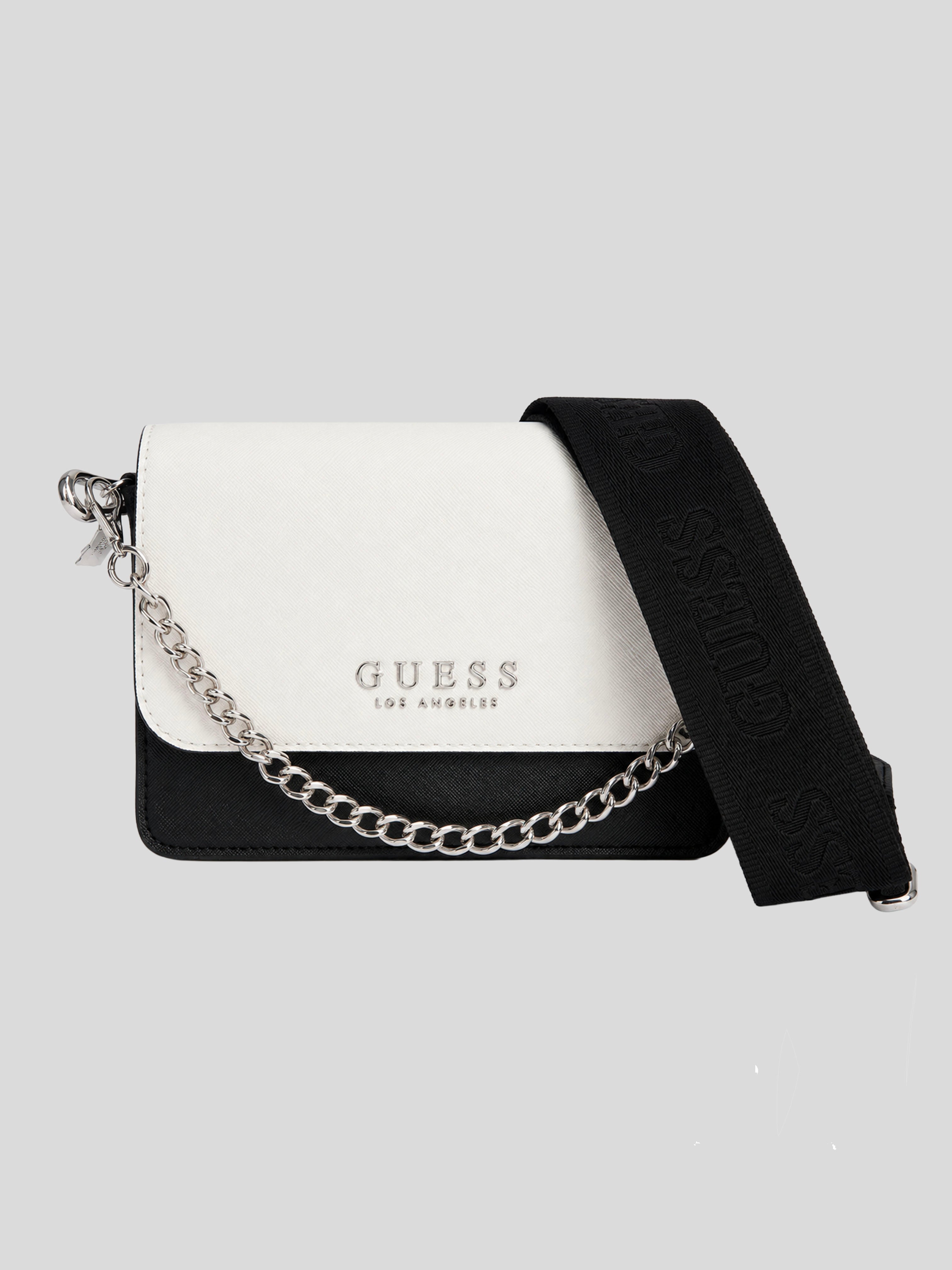 Bolso Crossbody Guess Los Angeles Metallic Logo front ’Blanco/Negro’