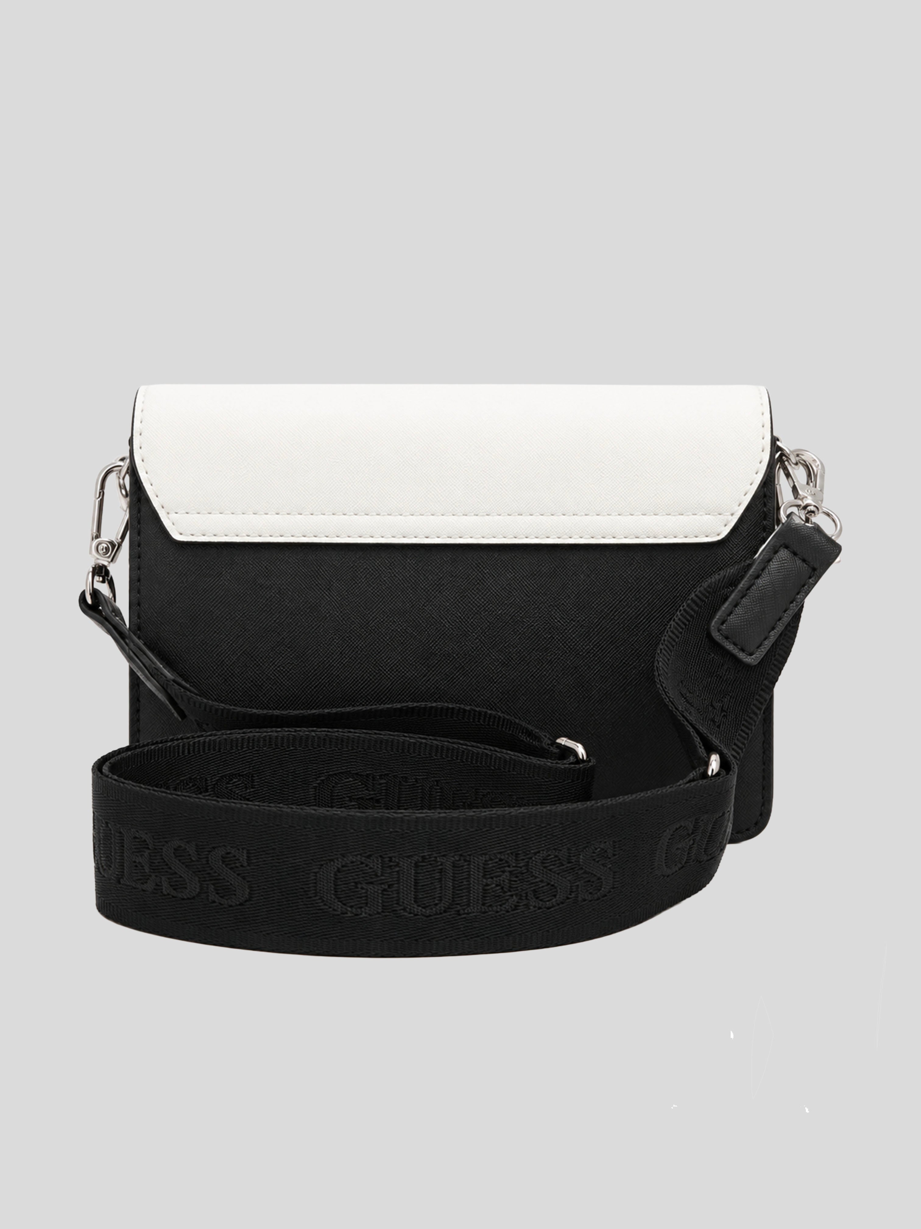 Bolso Crossbody Guess Los Angeles Metallic Logo front ’Blanco/Negro’
