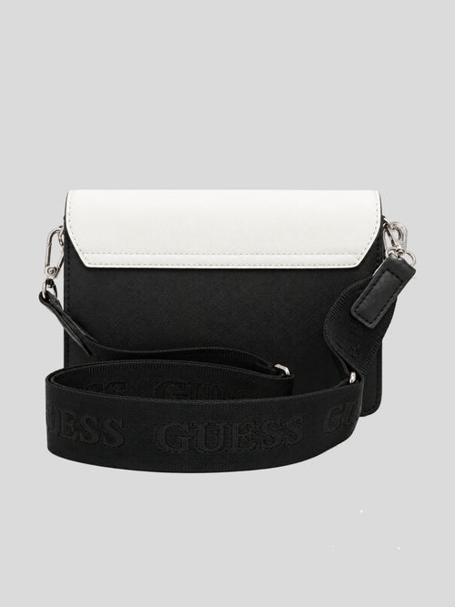 Bolso Crossbody Guess Los Angeles Metallic Logo front ’Blanco/Negro’