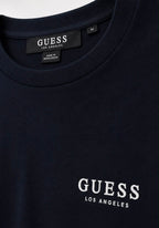 Polera Guess Logo pecho rubber franjas blanca mangas  ‘Negra’