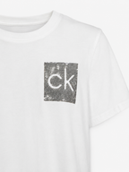 Polera Calvin Klein estampado Box CK lentejuelas ‘Blanca’