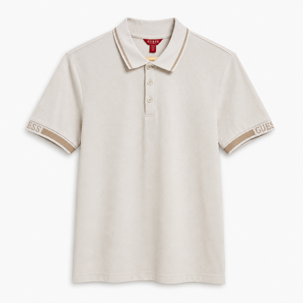 Polera Polo GUESS Logos en manga 'Beige'