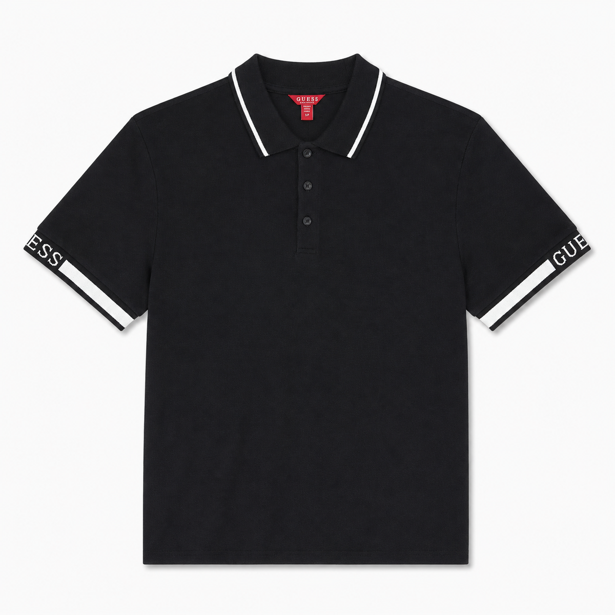Polera Polo Guess Logos en manga 'Negra'