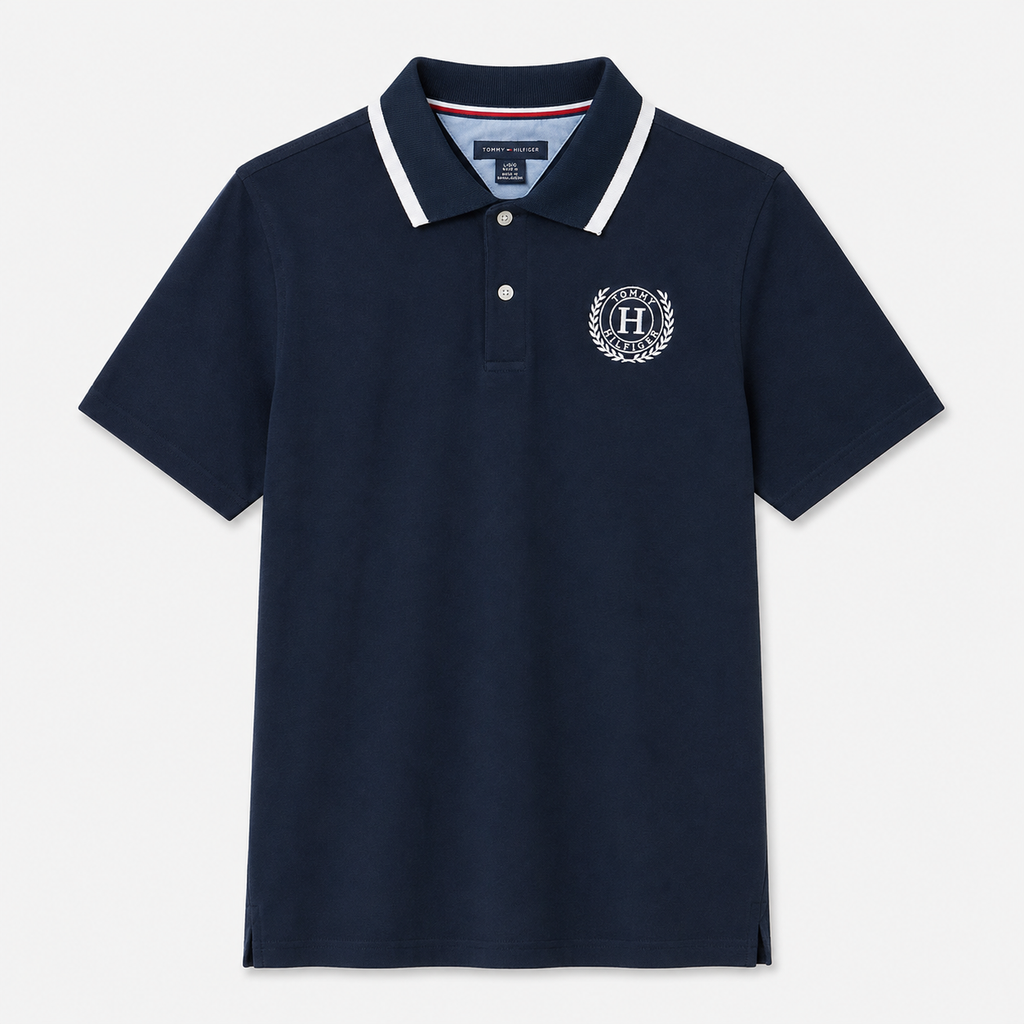 Polera Polo TOMMY HILFIGER Logo TH pecho 'Azul Ocuro'