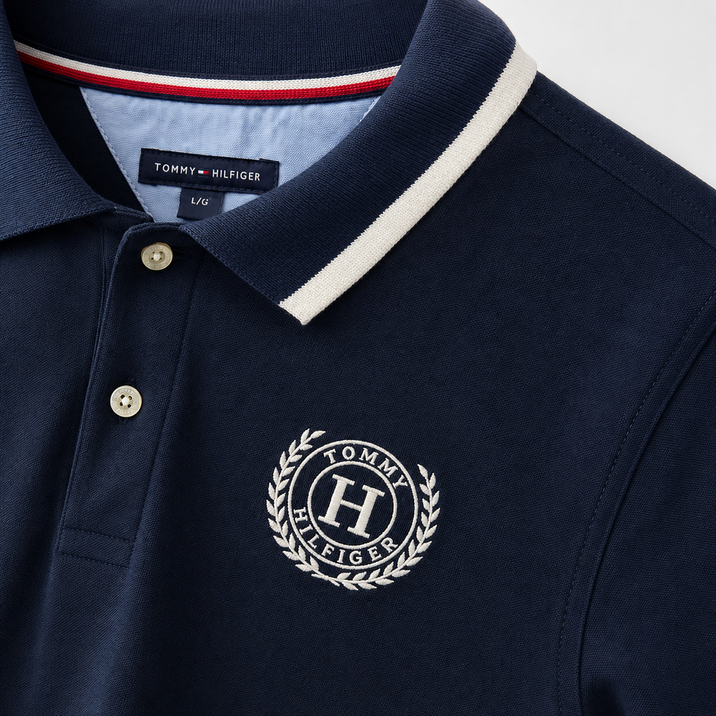 Polera Polo TOMMY HILFIGER Logo TH pecho 'Azul Ocuro'