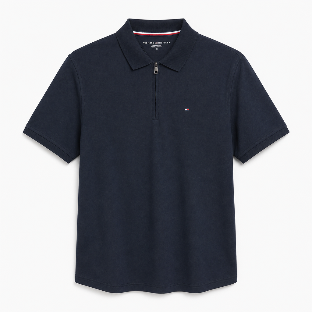 Polera Polo TOMMY HILFIGER Logo bordado c/cierre  'Azul Ocuro'