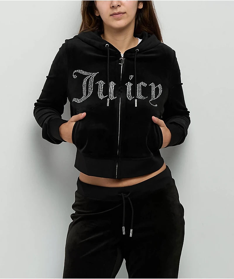 Poleron Juicy Couture C/capucha ‘Negro/Brillantes’